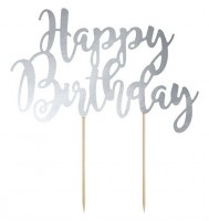Silber metallic Birthday Tortendeko 22,5cm