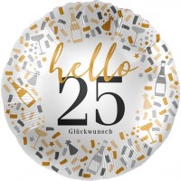 Hello 25 Glückwunsch Folienballon 46cm