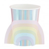 8 Pastell Regenbogen Pappbecher 255ml