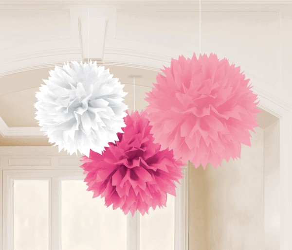 3 Rosa Wölkchen Pompons