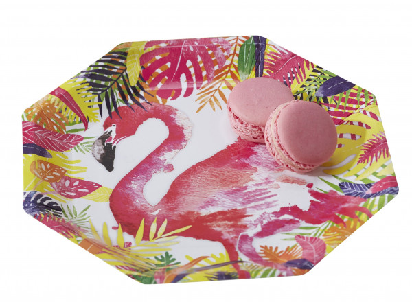 8 Flamingo Beach Pappteller 23cm