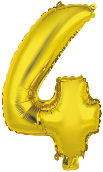 Mini folieballong nummer 4 guld 40cm