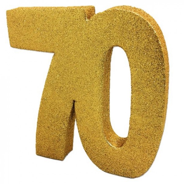 Goldene Zahl 70 Tischdeko glitzernd