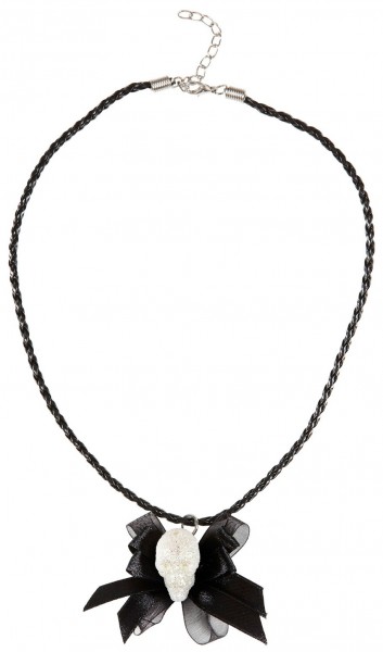 Glitzer Totenkopf Halskette Mit Schleife