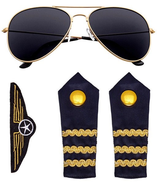3 Teiliges Piloten Kostüm Set