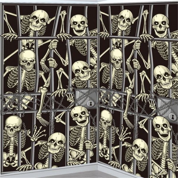 Skelett Gefängnis Wandkulisse 1,06 x 1,8m