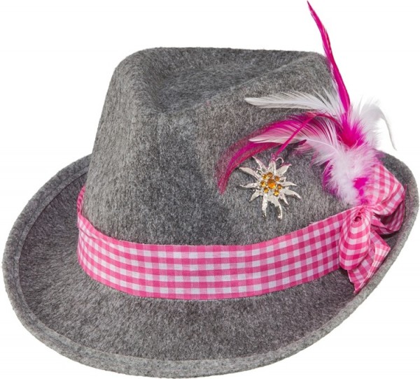 Bayerischer Trachtenhut Antonella in grau-pink