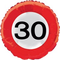 Verkehrsschild 30 Folienballon 45cm