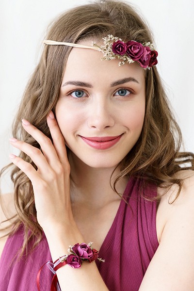 Roter Boho Haarkranz 18cm 3