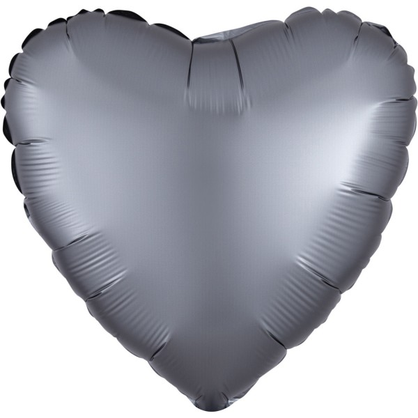 Edler Satin Herzballon graphit 43cm