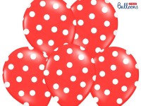 6 Luftballons Polka Dots Erdbeerrot 30cm