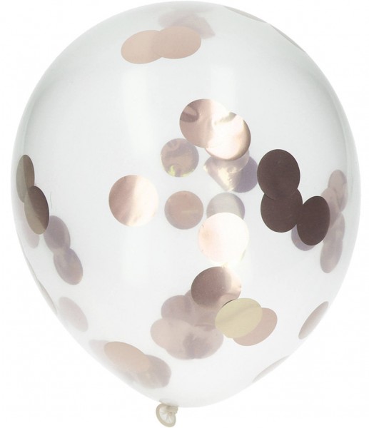 Ballon 4er Set mit Rose Gold Konfetti 30cm