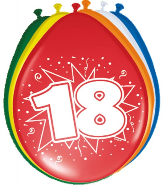 8 Ballons Birthday Zahl 18 30cm