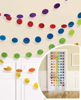 6 Glitzer Girlanden Regenbogen Punkte