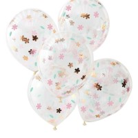 5 Shiny Unicorn Blüten Konfettiballons 30cm