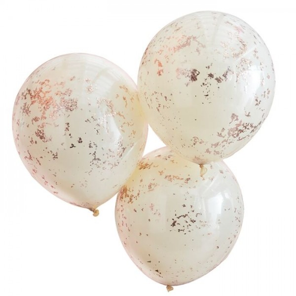 3 Golden Cream Konfettiballons 45cm