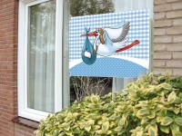 Fensterfahne Klapperstorch Babyblau