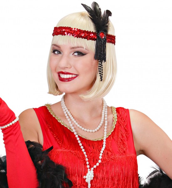 Charleston Pailetten Stirnband Rot 3