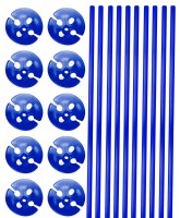 10 Ballonstäbe mit Halterung blau