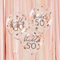 5 Hello Fifty Konfettiballons 30cm