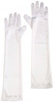 Weiße Glamour Party Handschuhe Für Kinder 41cm