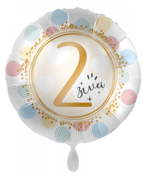2. Geburtstag Folienballon soft Dots 45cm