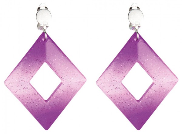 Violette Glitzer Rauten Ohrringe 2