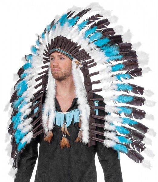 Maxi Indianerkopfschmuck Türkis-Schwarz