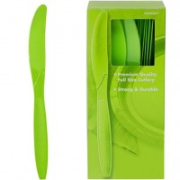 100 Lindgrüne Plastikmesser 17cm