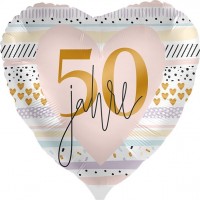 50 Rosige Jahre Herzballon 46cm
