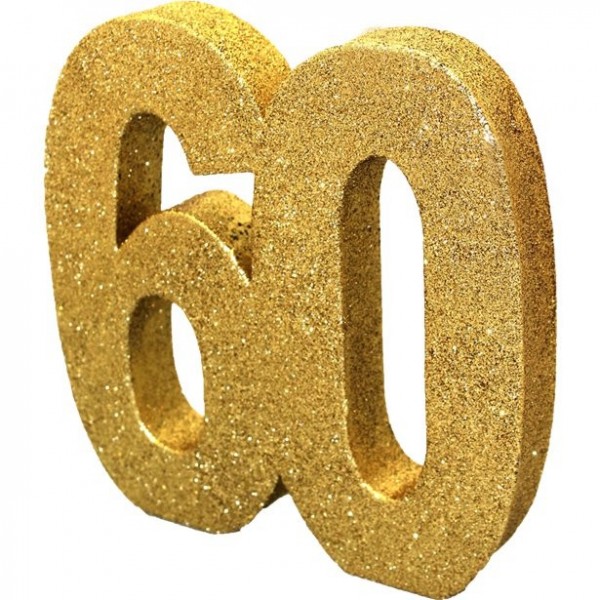 Goldene Zahl 60 Tischdeko 20cm