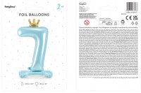 Vorschau: Babyblue Zahl 7 stehender Folienballon