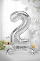 Silver 2 stående folieballong 70cm