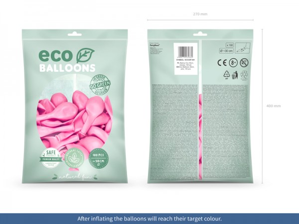 100 Eco Pastell Ballons rosa 30cm 2