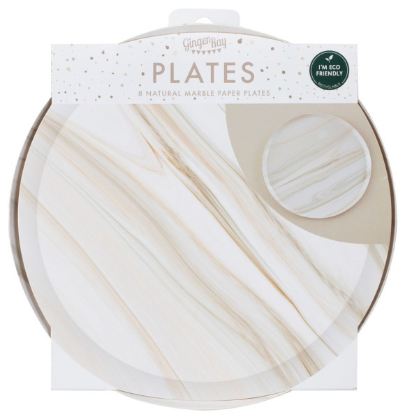 8 Natural Marmor Pappteller 25cm 3