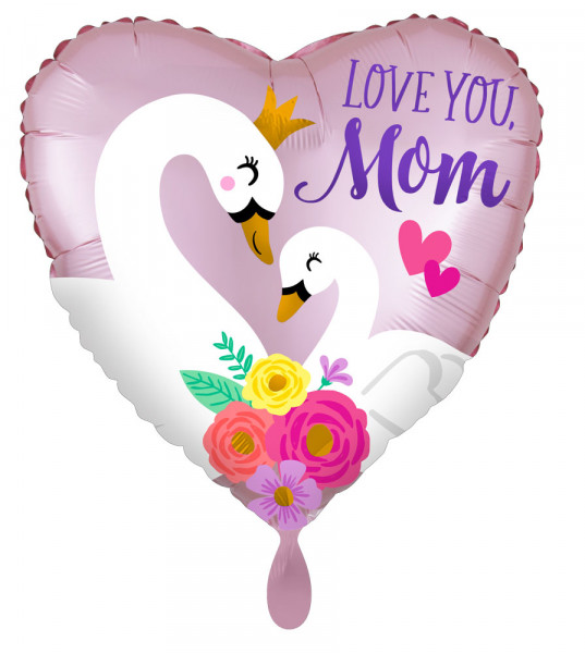 Love you Mom Schwan Herz Folienballon 43cm