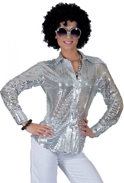 Pailetten Bluse Für Damen Silber