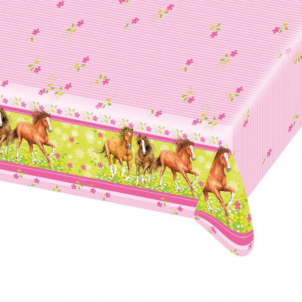 Pferde Tischdecke Rosa Mit Zarten Blüten 1,2 x 1,8m