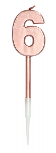 Rosy Blush Zahlenkerze 6 roségold 14cm