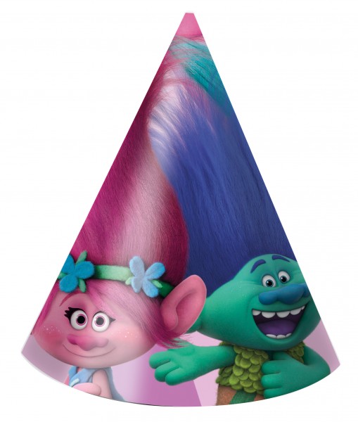 6 Party Trolls Hütchen aus Pappe