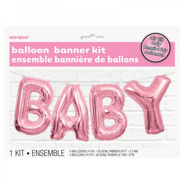Baby Girl Ella Folienballon Girlande Rosa 2