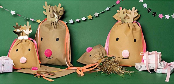 Niedlicher Rentier Geschenkbeutel 30 x 45cm 2