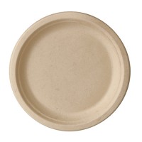 50 Runde Zuckerrohr Teller natur 23cm
