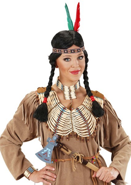 Braun-Beige-Blaues Perlenhalsband