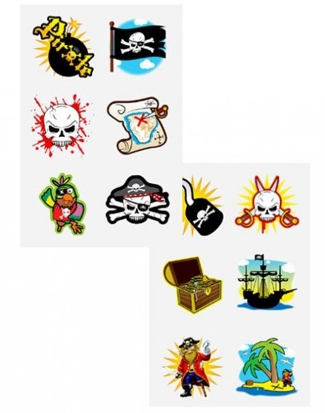1 Bogen Piratenparty Tattoos