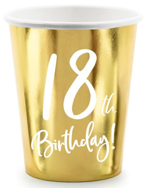 6 Glossy 18th Birthday Becher 220ml
