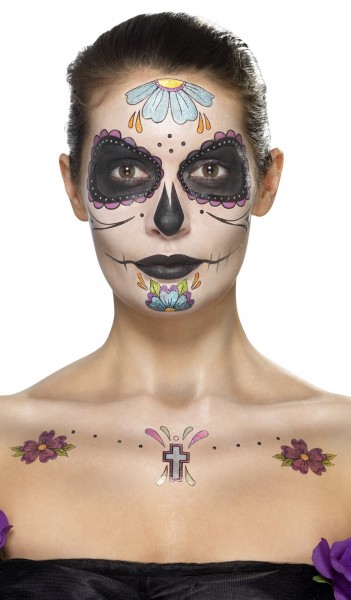 Tag Der Toten Make Up Und Klebetattoo Set 2