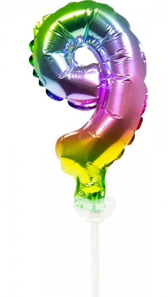 Regenbogen Tortendeko Ballon Zahl 9