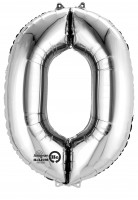 Zahlenballon 0 silber 88cm