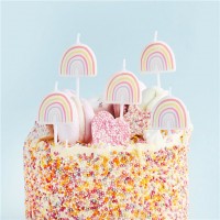 Vorschau: 5 Regenbogen Motiv Tortenkerzen